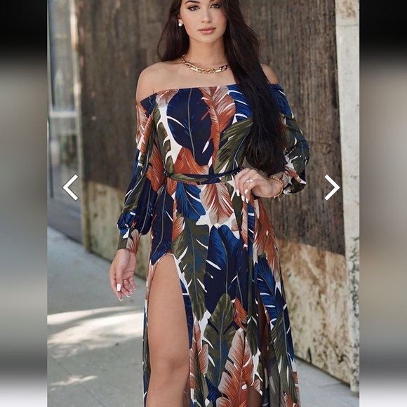 Fashion Nova Curve Night Moves Off-Shoulder Romper Maxi Dress Olive Combo Size L - Picture 3 of 16